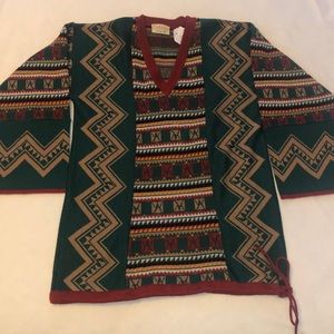 Vintage 1970’s Catalina Jacquard • V-Neck Aztec Print Tunic
